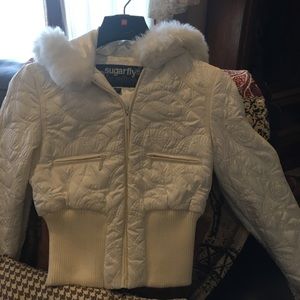 Sugarfly NY winter white jacket.